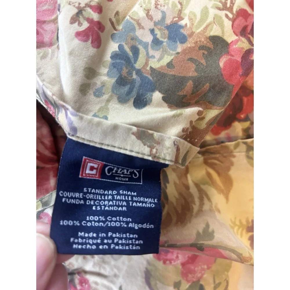 Chaps Ralph Lauren Standard Rosemont Floral Pillow Shams (2) Ribbon Accent‎